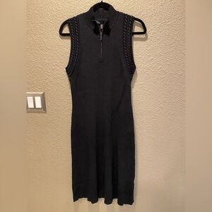 White House Black Market Black Sheath Midi Dress with Mock Neck for Cocktail